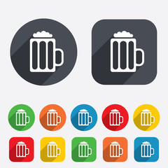 Glass of beer sign icon. Alcohol drink symbol.