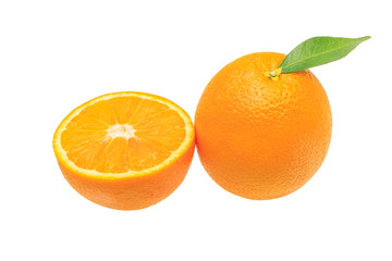 Naklejka na ściany i meble Orange fruit isolated on white background + Clipping Path