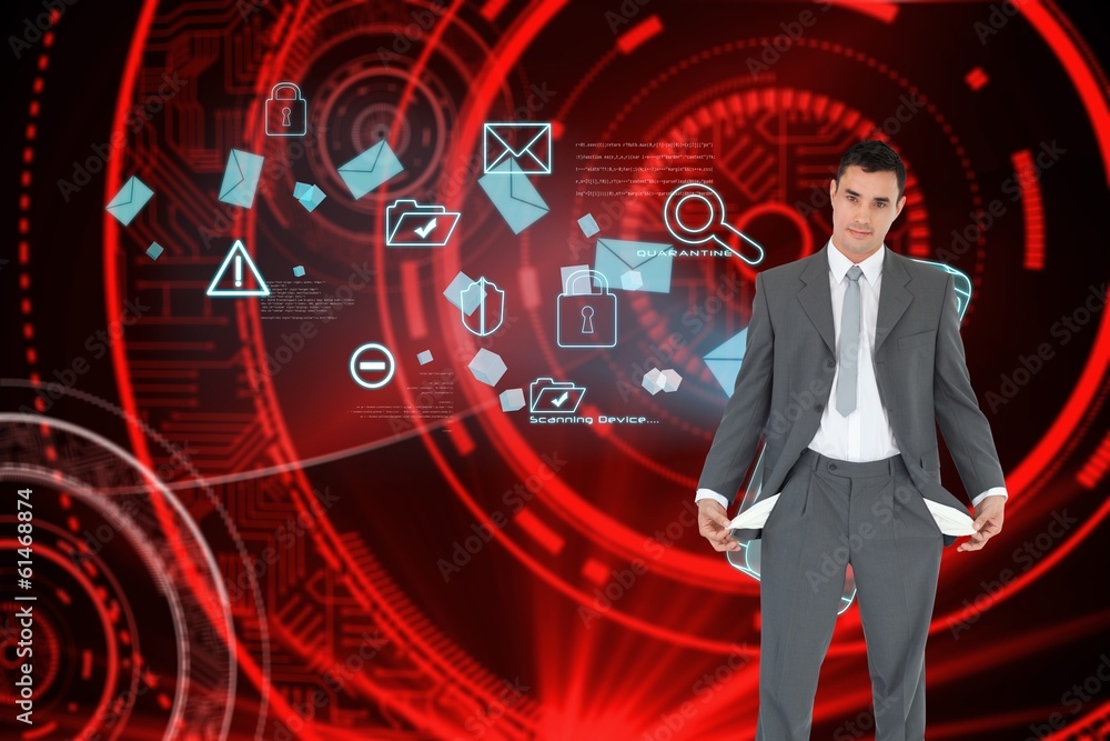 Poster Composite image of businessman with empty pockets