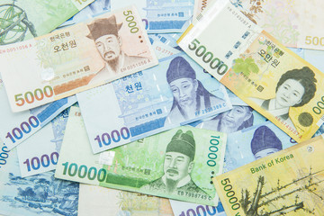 Fototapeta na wymiar South Korean Won currency
