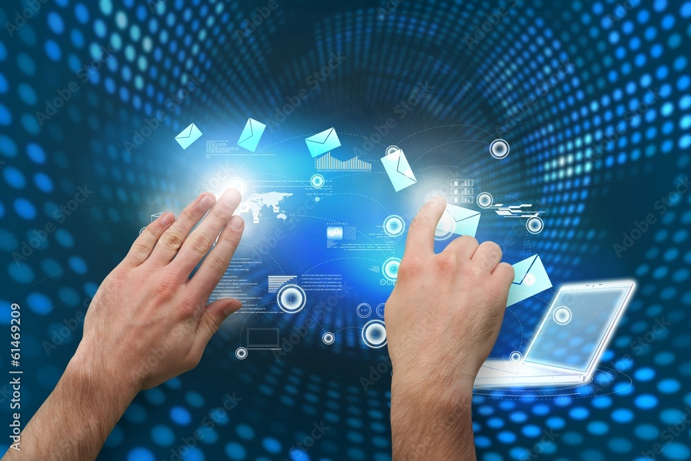 Aufkleber Composite image of hands pointing and presenting