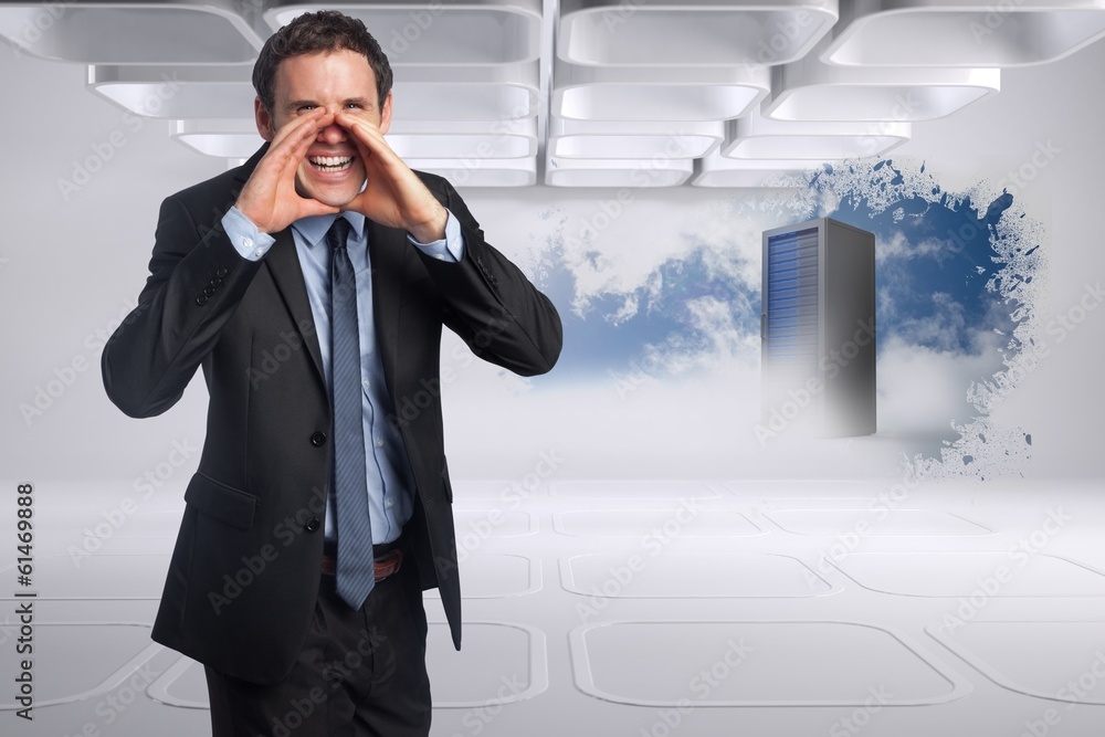 Poster composite image of shouting businessman
