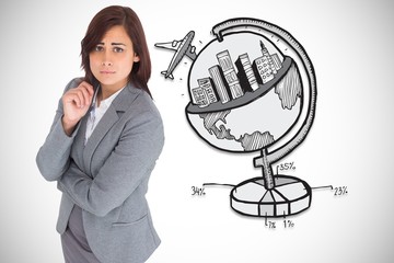 Composite image of worried businesswoman