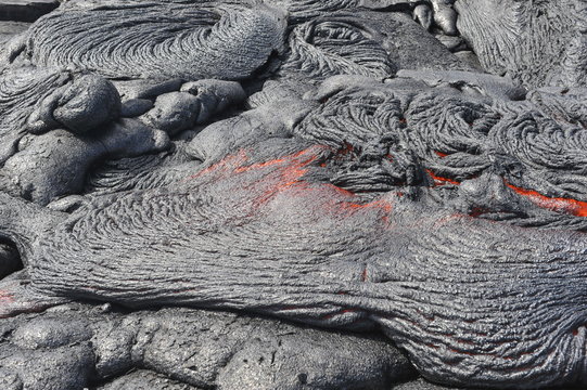 Flowing lava from Kilauea volcano, Hawaii. April, 2012.
