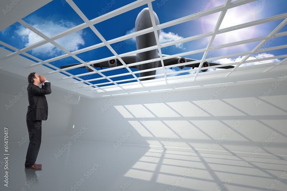 Poster composite image of shouting businessman