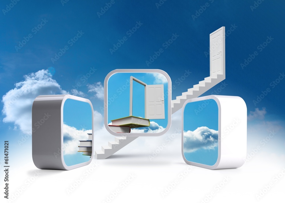 Aufkleber Composite image of open door on abstract screen