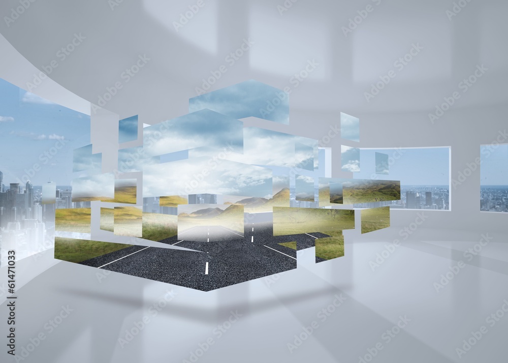 Poster Composite image of open road on abstract screen