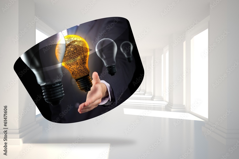 Poster composite image of light bulb graphic on abstract screen