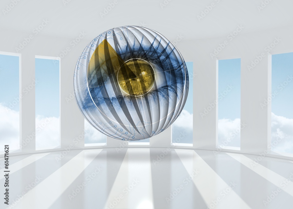 Aufkleber composite image of eye scanning on abstract screen