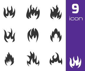 Vector black fire icons set
