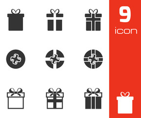 Vector black gift icons set