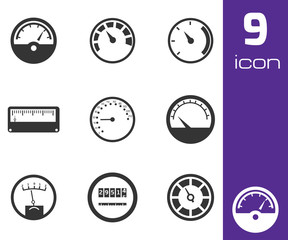 Vector black meter icons set