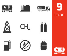 Vector black natural gas icons set