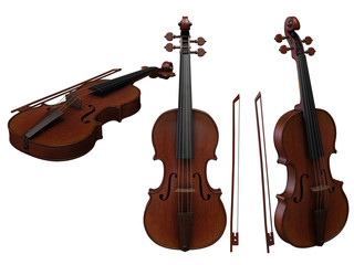 Fototapeta na wymiar Violin, isolated on the white background