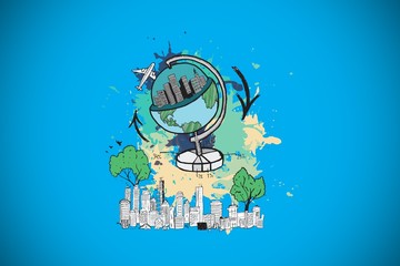 Obraz premium Composite image of global tourism concept on paint splashes