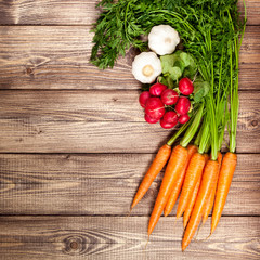 Fresh vegetables on a wooden table