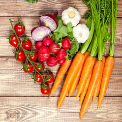 Fresh vegetables on a wooden table