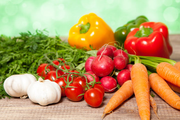 Fresh vegetables on a wooden table