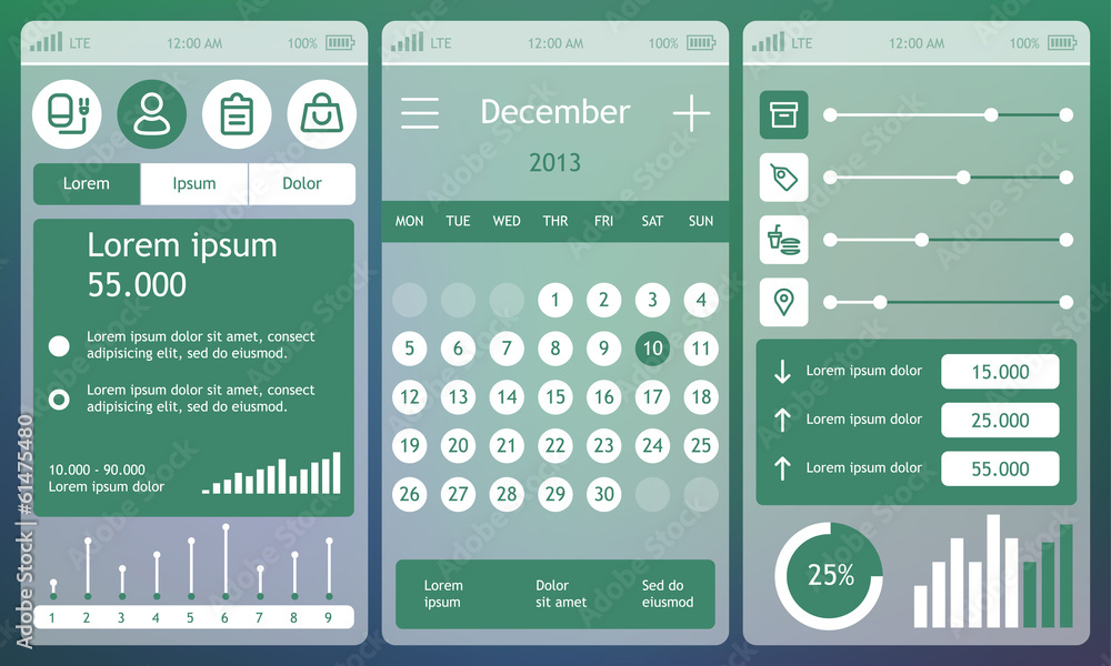 Poster set of flat design ui elements
