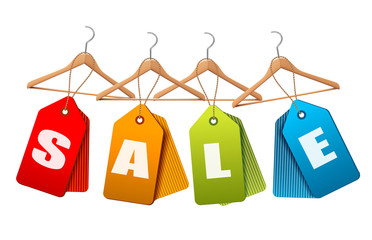 Sale tags. Concept of discount shopping. Vector illustration