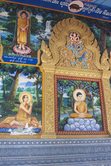 Ilustrations at a temple in Siem Reap, Cambodia