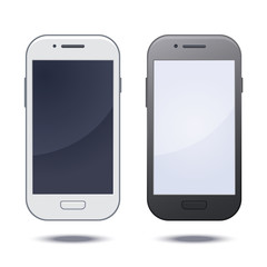 Realistic black mobile phone with blank screen