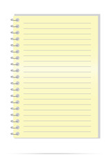 notebook on a white background yellowa