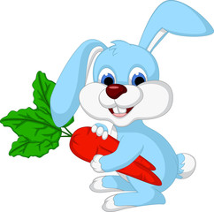 funny rabbit cartoon holding carrot