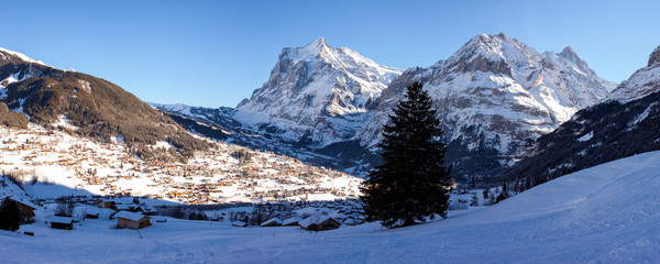 Panoramic View of Grindelwald in Switzerland.