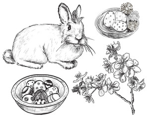 Easter set. Hand drawn illustrations
