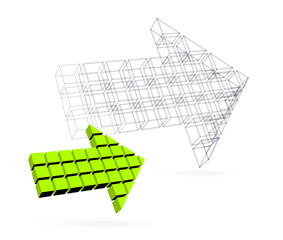 Arrow icon made of orange cubes