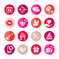 Fototapeta premium Web icon set - Valentine's day. Flat style