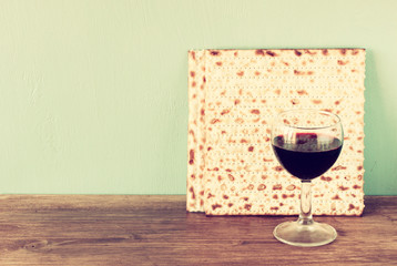 passover background. wine and matzoh (jewish passover bread) 