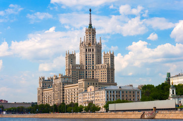 Fototapeta na wymiar Moscow, Stalin-era building on Kotelnicheskaya Embankment
