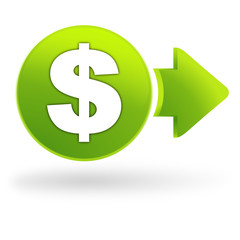dollars sur symbole web vert