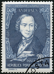ROMANIA - 1955: shows Hans Christian Andersen (1805-1875)