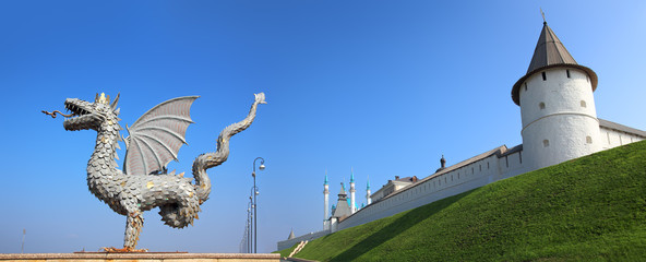 panorama with dragon and kremlin in kazan