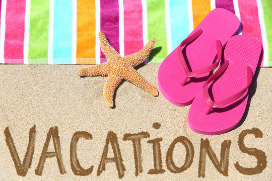 Vacation beach travel text