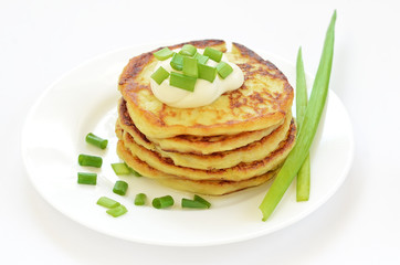 Potato pancakes with green onion