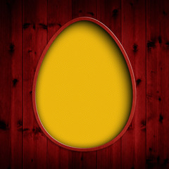 Happy Easter - yellow egg on red background