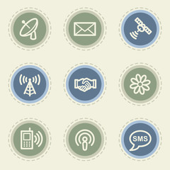 Communication web icon set, vintage buttons