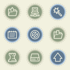 Data web icon set, vintage buttons