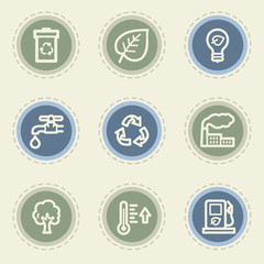 Ecology web icon set 1, vintage buttons