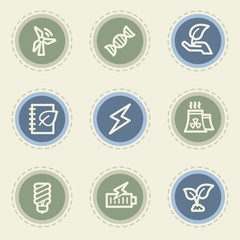 Ecology web icon set 5, vintage buttons