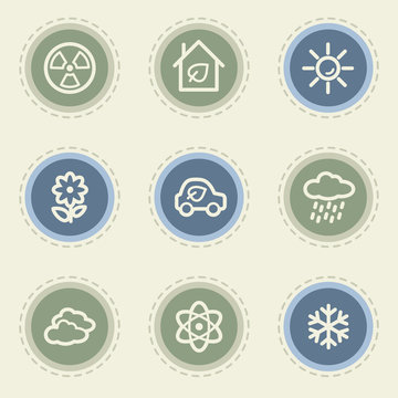 Ecology web icon set 2, vintage buttons