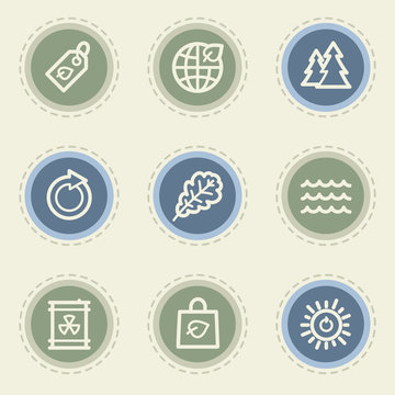Ecology web icon set 3, vintage buttons