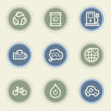 Ecology web icon set 4, vintage buttons