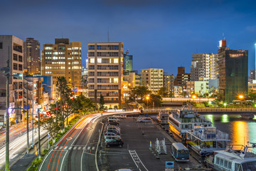 Naha, Okinawa, Japan cityscape from the port.