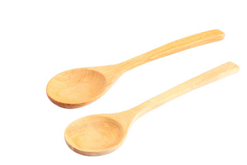 Wood spoon on white background