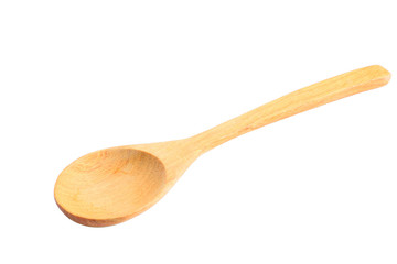 Wood spoon on white background